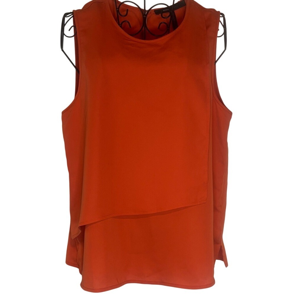 NWT‎ BCBGMAXAZRIA Chic Orange Sleeveless Double Layer Blouse
